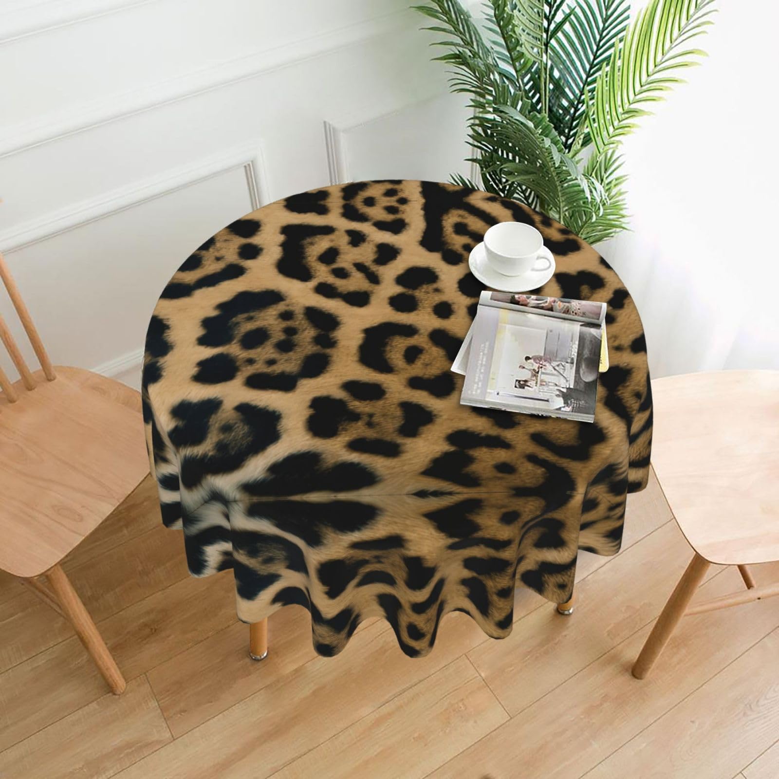 ZHAOUR Leopard Print Print Round Washable Tablecloth – Table Cover