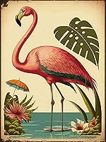 Vista 1 de UPABLUNSO Kits de pintura de diamantes de flamenco de dibujos animados, pintura de diamante 5D, taladro redondo completo, pintura digital