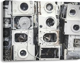 Bathroom Wall Art Decor for Bedroom Living Room Small Canvas Wall Art Framed Electronics Washing machine waste old used and obsolete electronic Prints Artwork Painting Pictures Kitchen Office