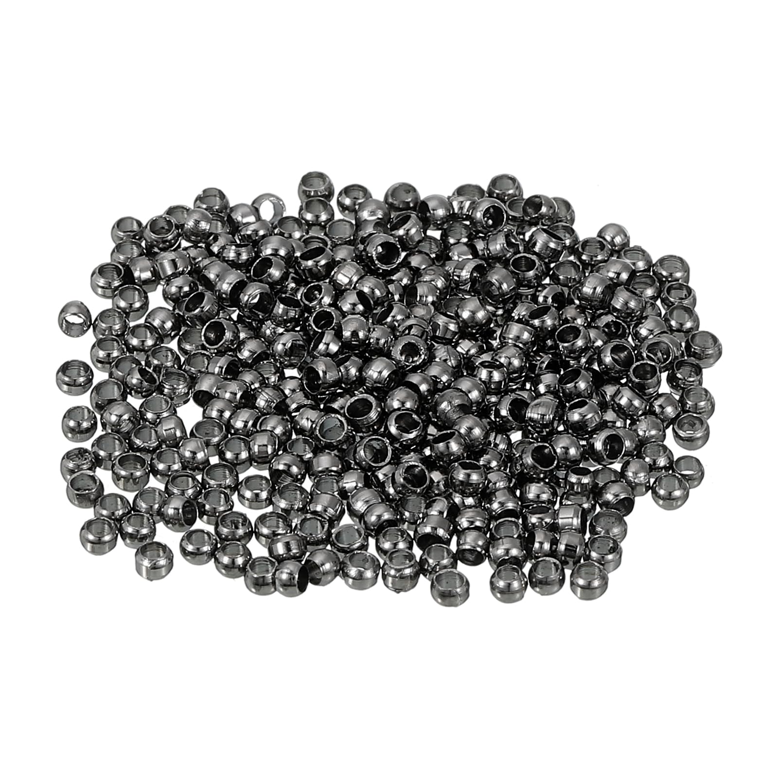 sourcing map 500Pcs Round Crimp Beads, 2.5mm Metal Spacer Loose Beads Metal Clamp Ends Tiny Stoppers Bead for Bracelet Jewelry Making Craft DIY, Metallic Black