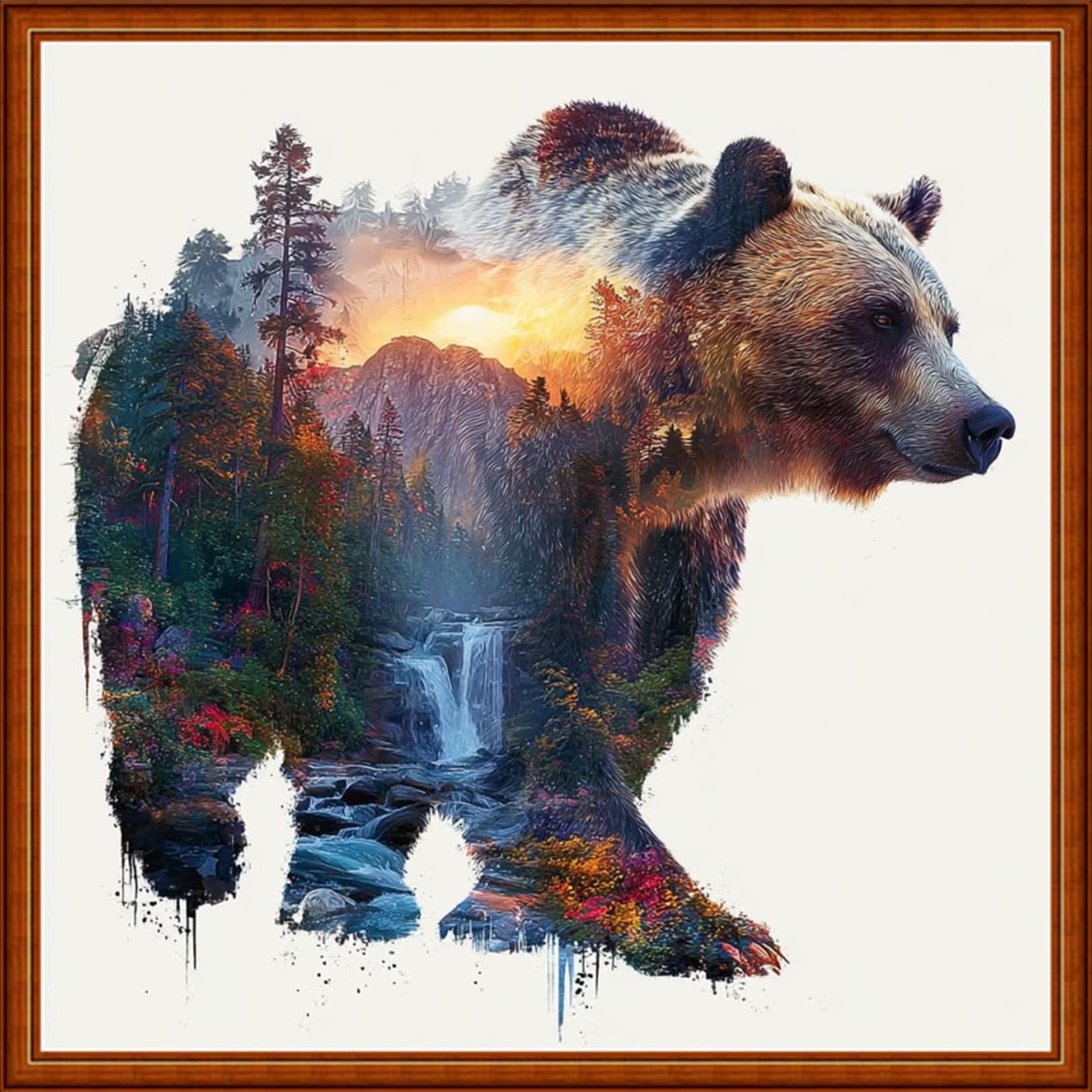 Joyhoor Stamped Cross Stitch Kits for Beginners Needlepoint Kits for Adults Embroidery Kits 11CT Counted Cross Stitch Kits Printed Embroidery Pattern-Abstract Bear 18x18 inchs
