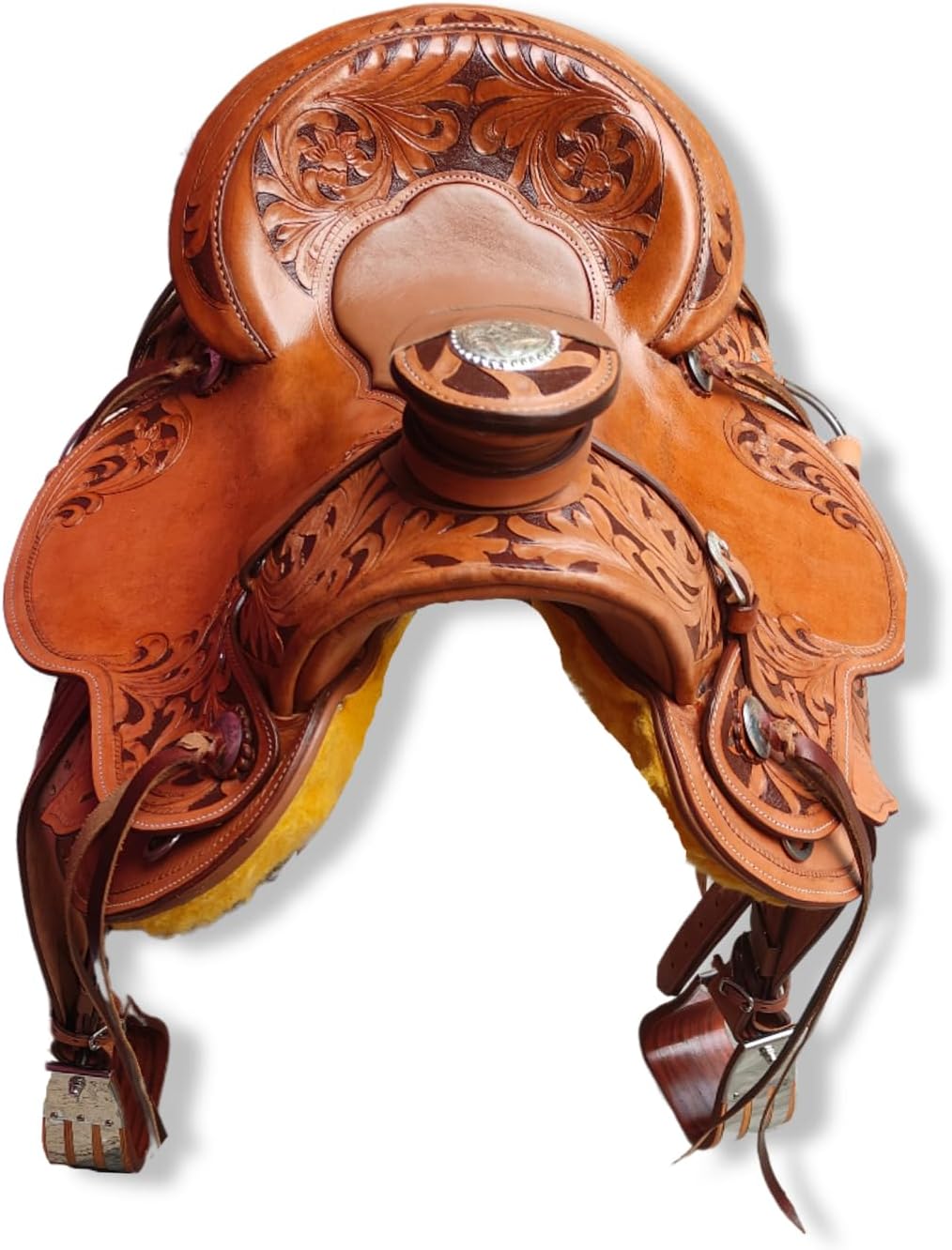 COLTORO Western Cowhide Leather Roping Ranch Horse Saddle Tack Seat Set Tan Brown