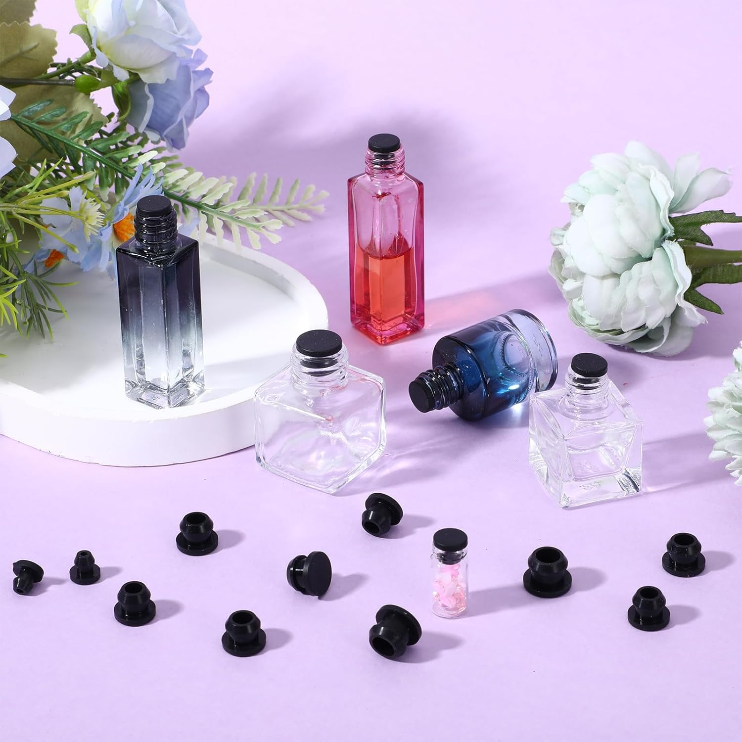 80 Piece Rubber Round Snap-in Locking Hole Plugs Silicone Rubber Hole Plug Black Silicone Plug Cap Waterproof Sealing Plugs Flexible Stoppers for Pipes Test Tubes Furniture End Caps Insert(8 Sizes)