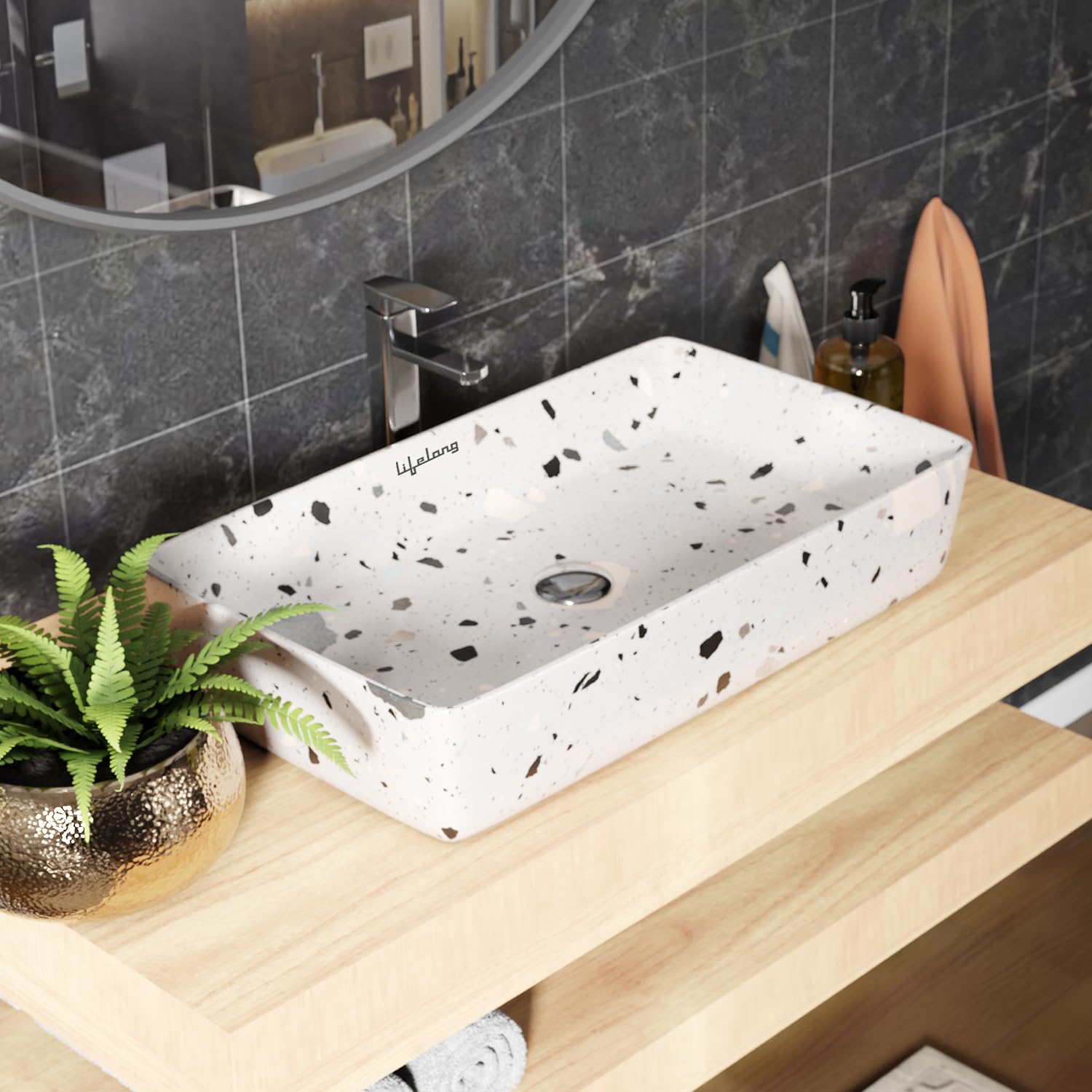 Lifelong Wash Basin for Bathroom - Tabletop Washbasin - Ceramic Glossy Rectangular Countertop Vessel Sink Ideal for Bathroom, Dining Hall & Vanity 61x36x13 cm (White, LLHISB03) (B0D7LYWTVJ) Amazon Price History, Amazon Price Tracker