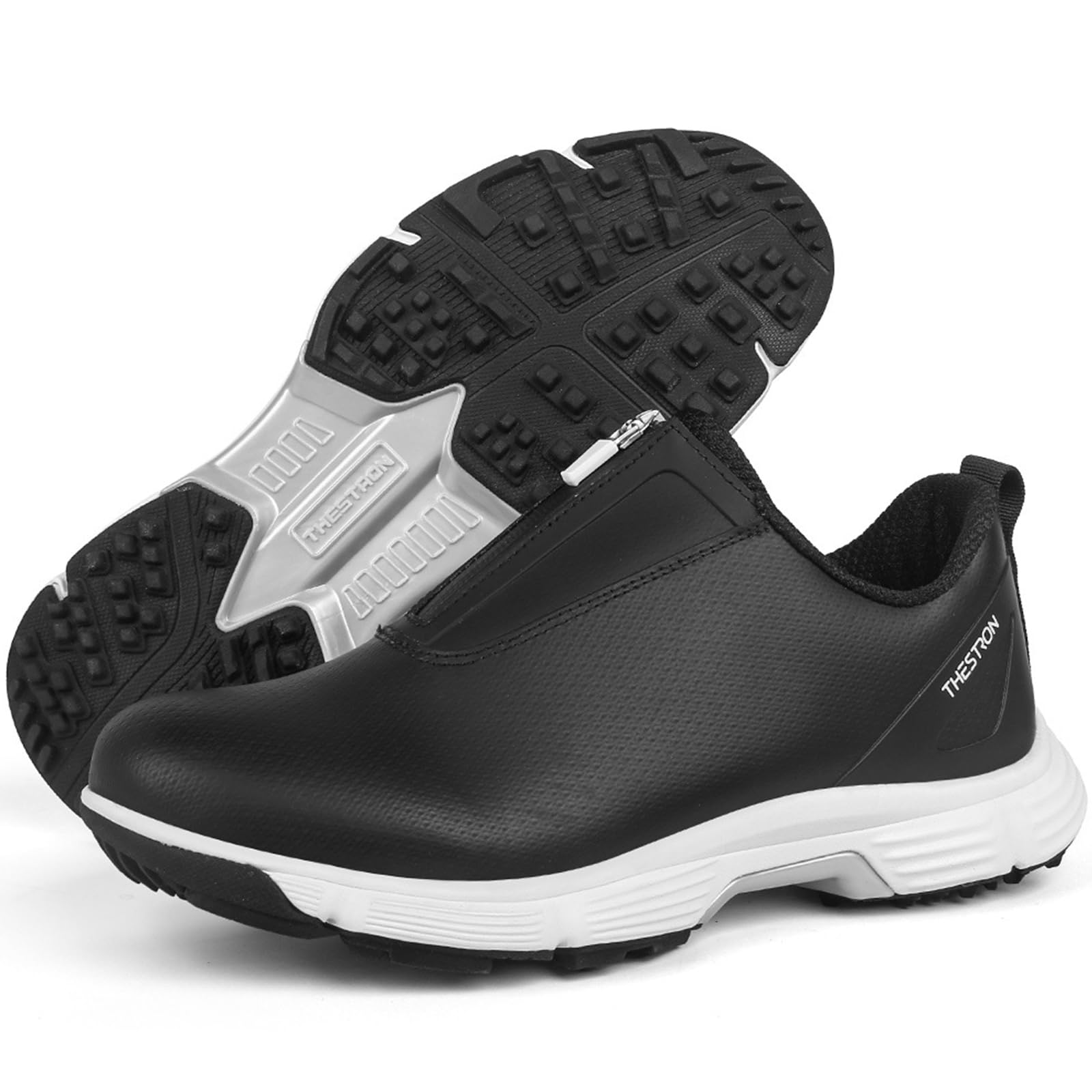 Zapatos de Golf Cuero para Mujer Impermeables Zapatos de Golfs sin Clavos Transpirables con Cremallera Exteriores