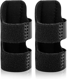 Doryum 2Pcs Finger Splints, Black Finger Brace Adjustable, Finger Straightener Support Finger Extension Splints for Sprains, Strain, Arthritis