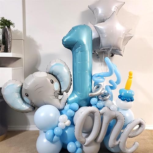 Miniatura 4 de Globos de 40 pulgadas, globo azul claro número 4, helio autoinflable de aluminio azul bebé para niños de 40 a 15 años, decoraciones de fiesta de