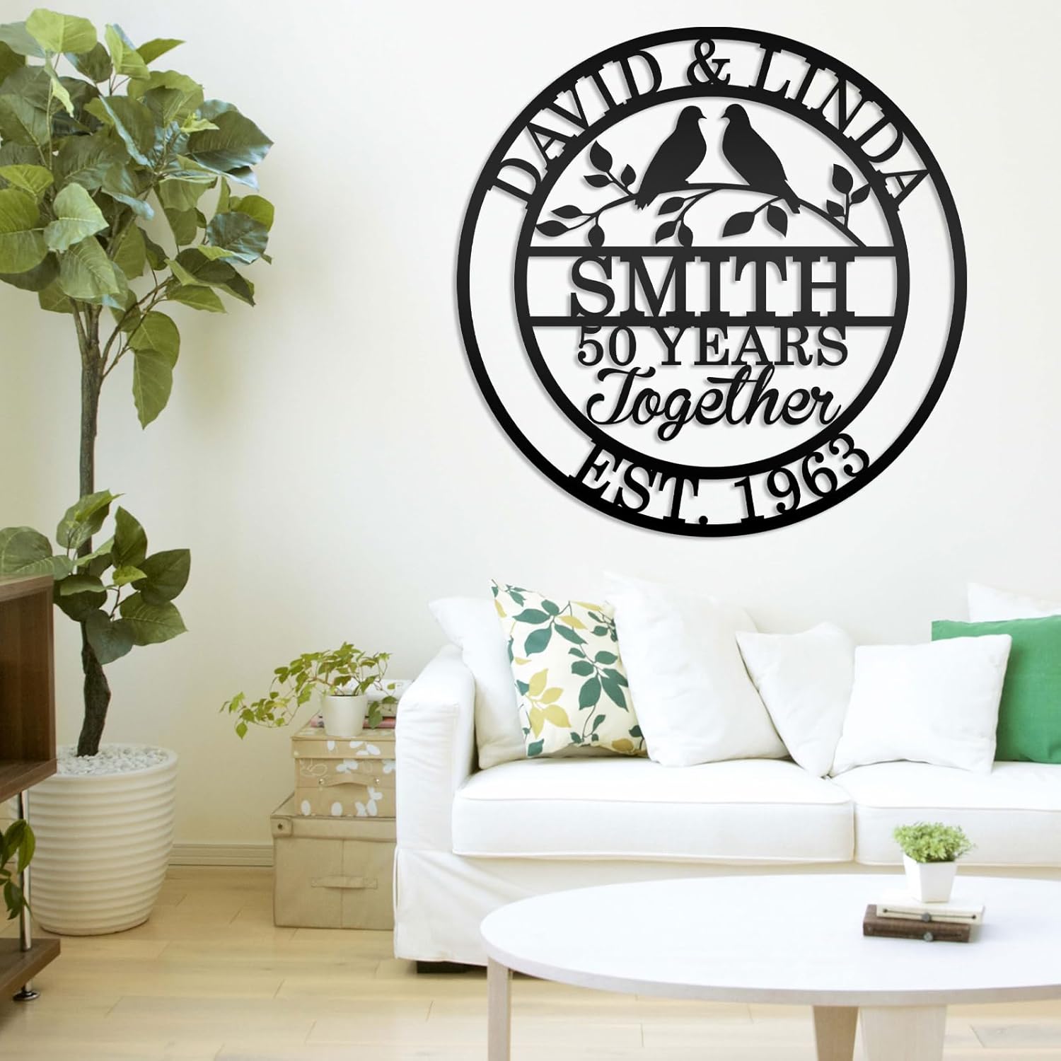 Personalized Wedding Anniversary Metal Sign | Custom Name Sign | 50th 60th 40th 30th 25th or Any Year Metal Sign Wedding Gift | Metal Wall Art | for Couple Parents - Image 5