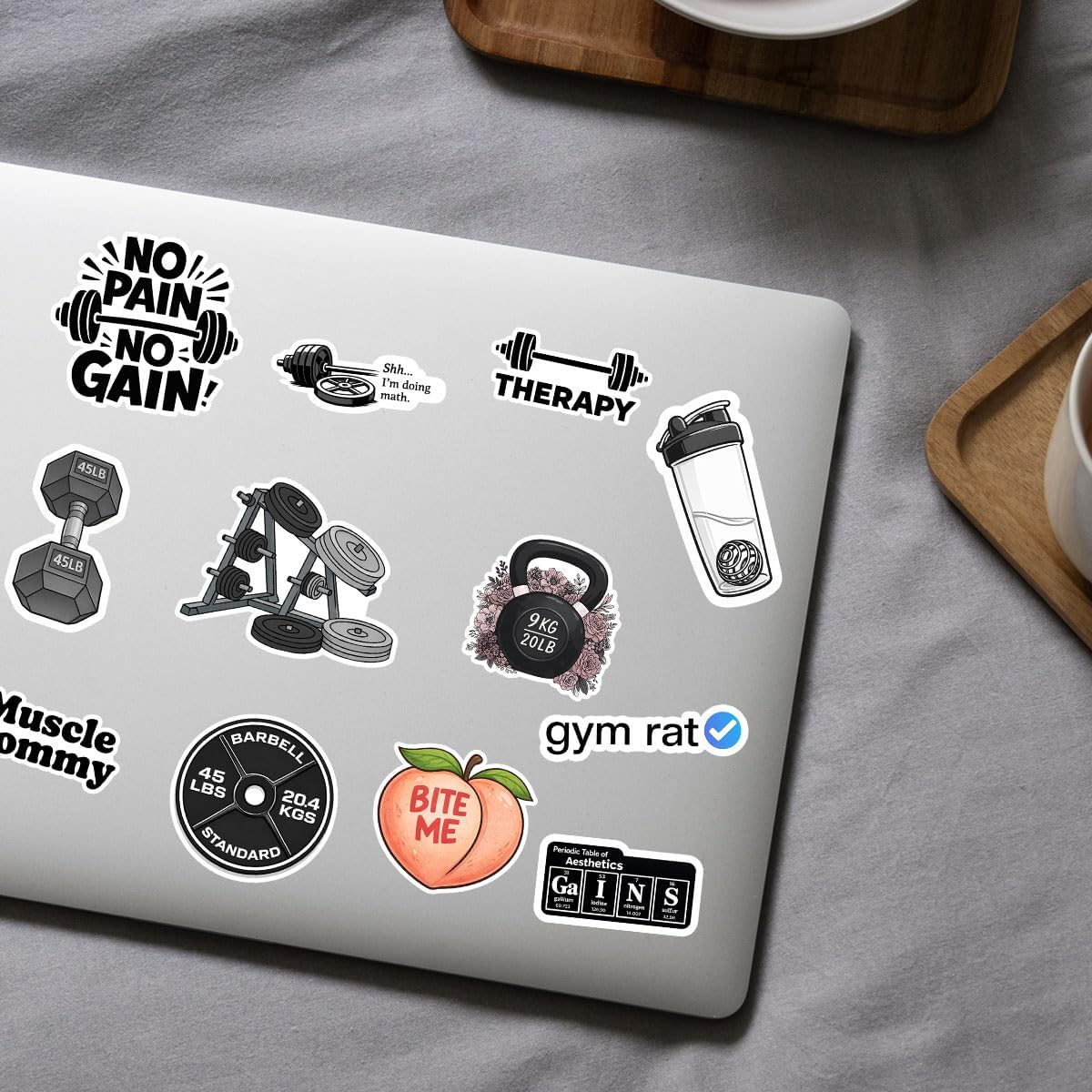12 Pcs Gym Fitness Stickers No Pain No Gain Workout Vinyl Waterproof Sticker Pack, Weightlifting Bodybuilding Decals, Gift for Gym Lovers image 5
