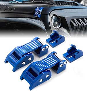 Blue U.S. Flag Aluminum Hood Latches Compatible with 2007-2026 Jeep JK JL