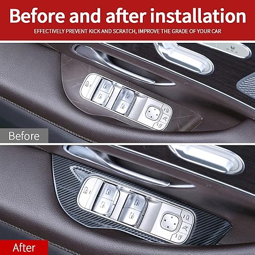 Miniatura 2 de Cubierta de panel de interruptor de elevación de ventana de fibra de carbono de acero inoxidable para Mercedes Benz GLE350 W167 450 400d 350e 53 amg