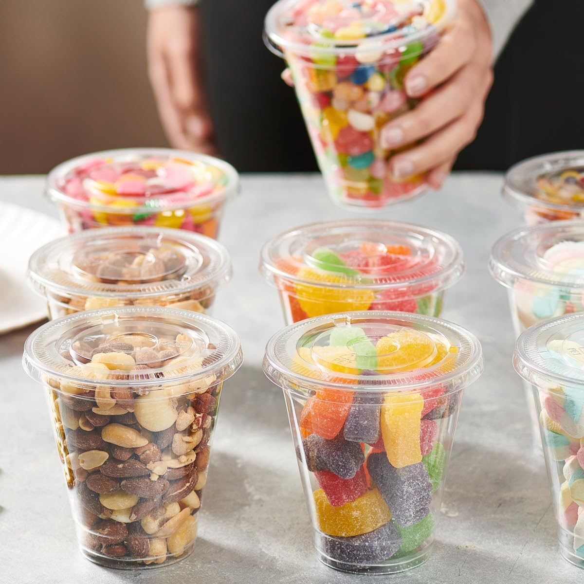 GUSTO [Case of 1000] Clear (No Hole) Flat PET Plastic Lids 98mm Rim for 12, 16, 20 & 24 oz. Milkshake Cups - (Formerly Comfy Package)