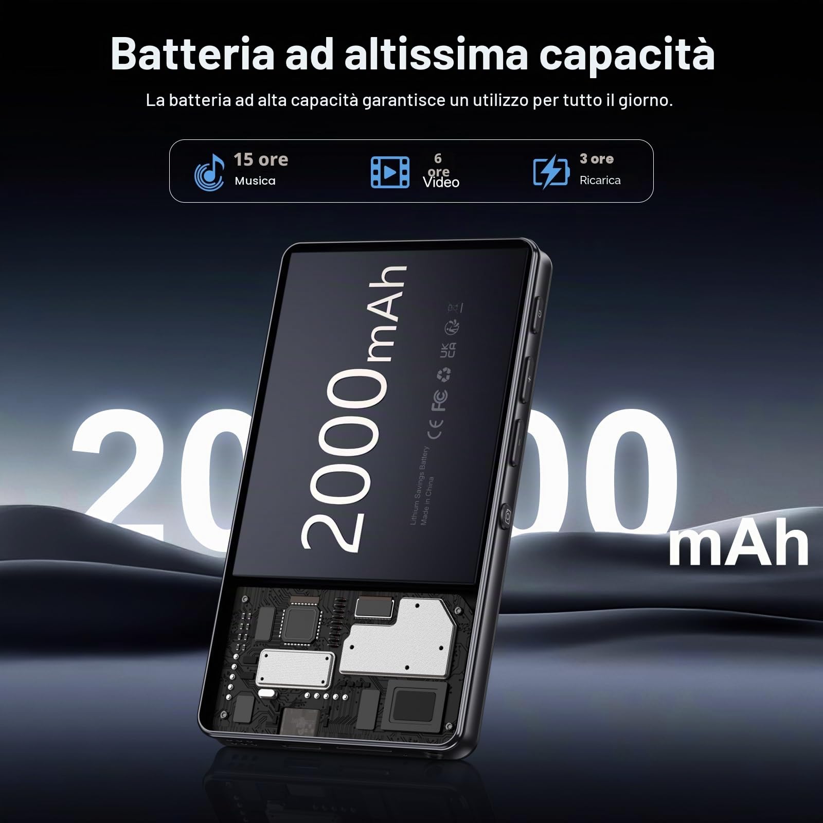 32GB Lettore MP3 con Bluetooth e WiFi, Fotocamera, Oilsky 4,02" Android 13 Lettore Musicale HD con Spotify, Audible, Deezer, MP3 MP4 Touchscreen e Altoparlanti