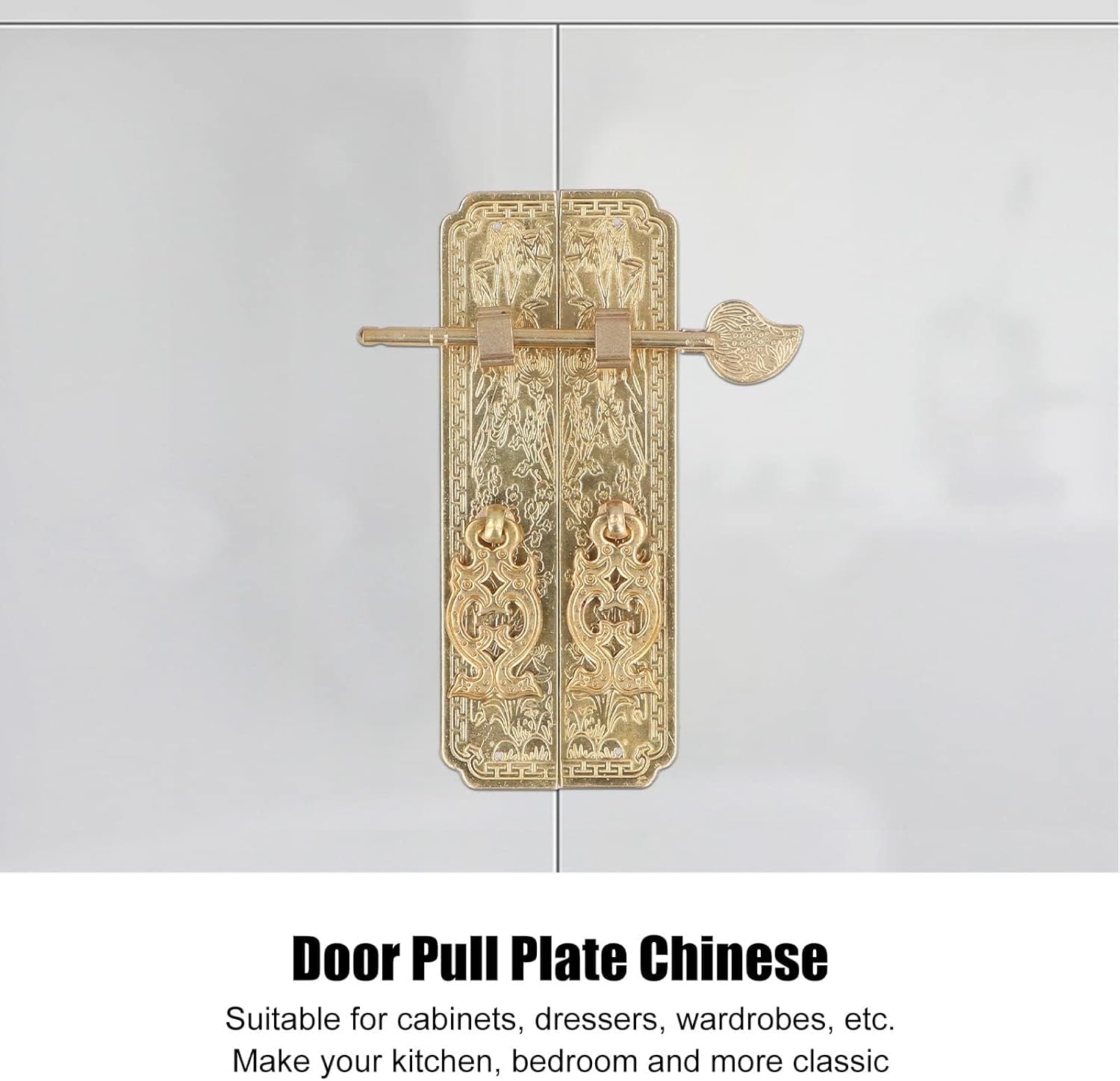Walfront Vintage Brass Faceplate Retro Botanical Pattern Decorative Hardware for Dressers Furniture Wooden Box Cupboard