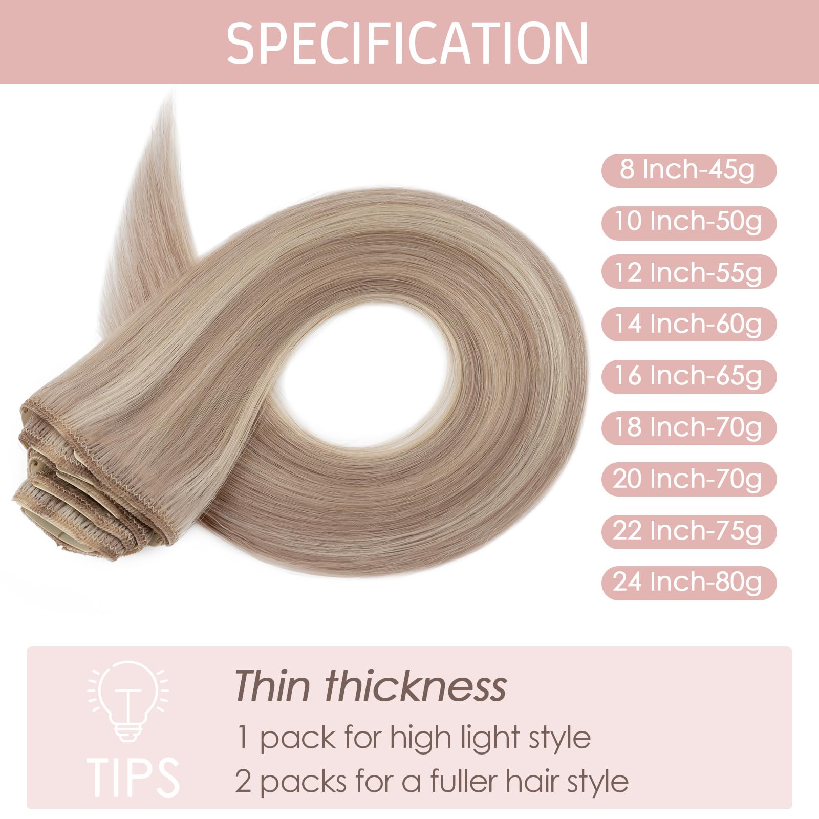 Silk-co 10inch Hair Extensions Clip in Hair Extension Human Hair #04 Medium Brown -Basic Thickness-Thin Weft- 8 Pieces Real Remy Straight Hair Extensions[50g] — view 65