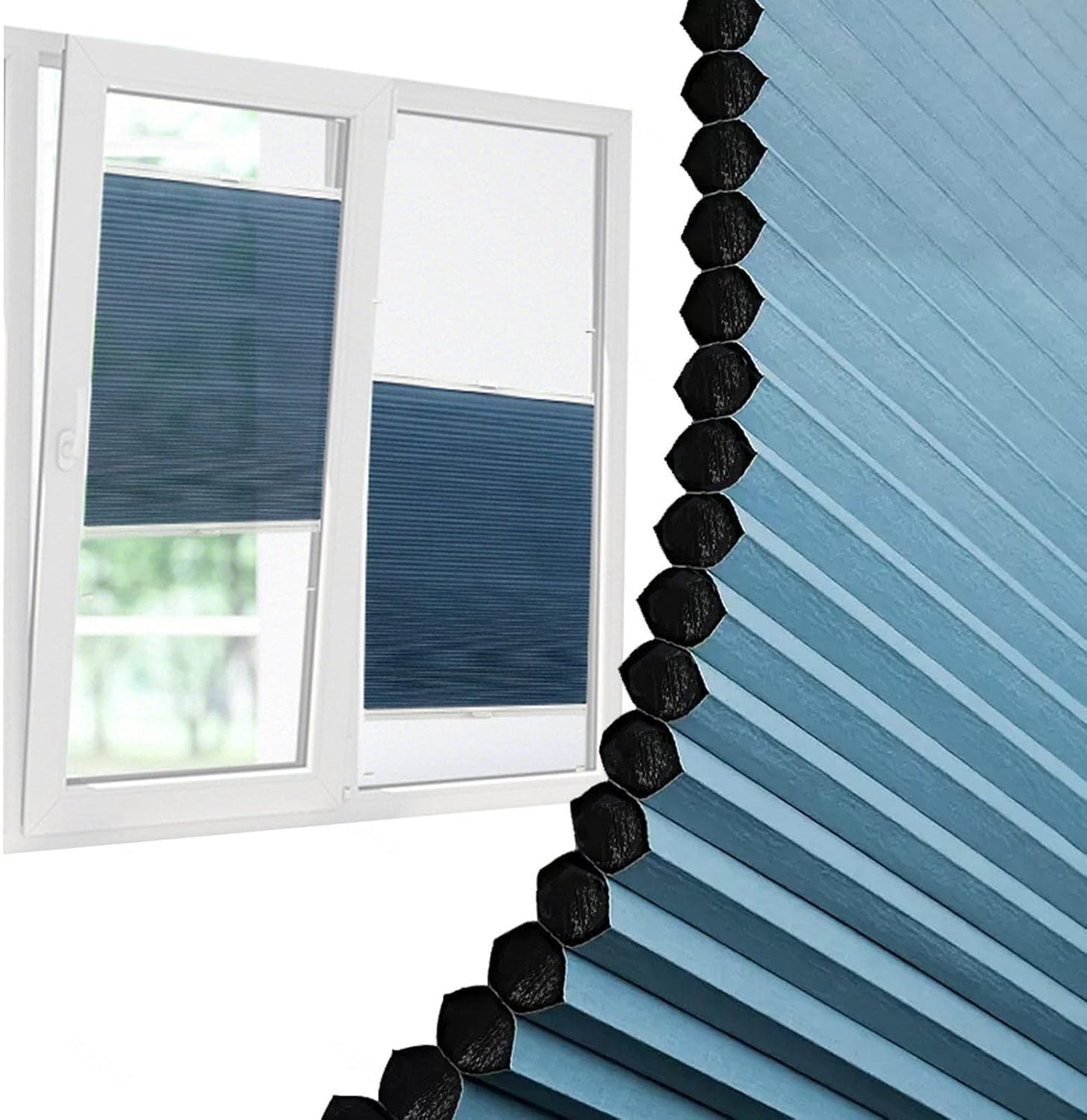 Cordless cellular shades top-down bottom-up, pleated window shades, light-filtering honeycomb blinds, blackout privacy and sun protection, for interior windows/skylights,WxH-40x100cm/15.7x39.4in