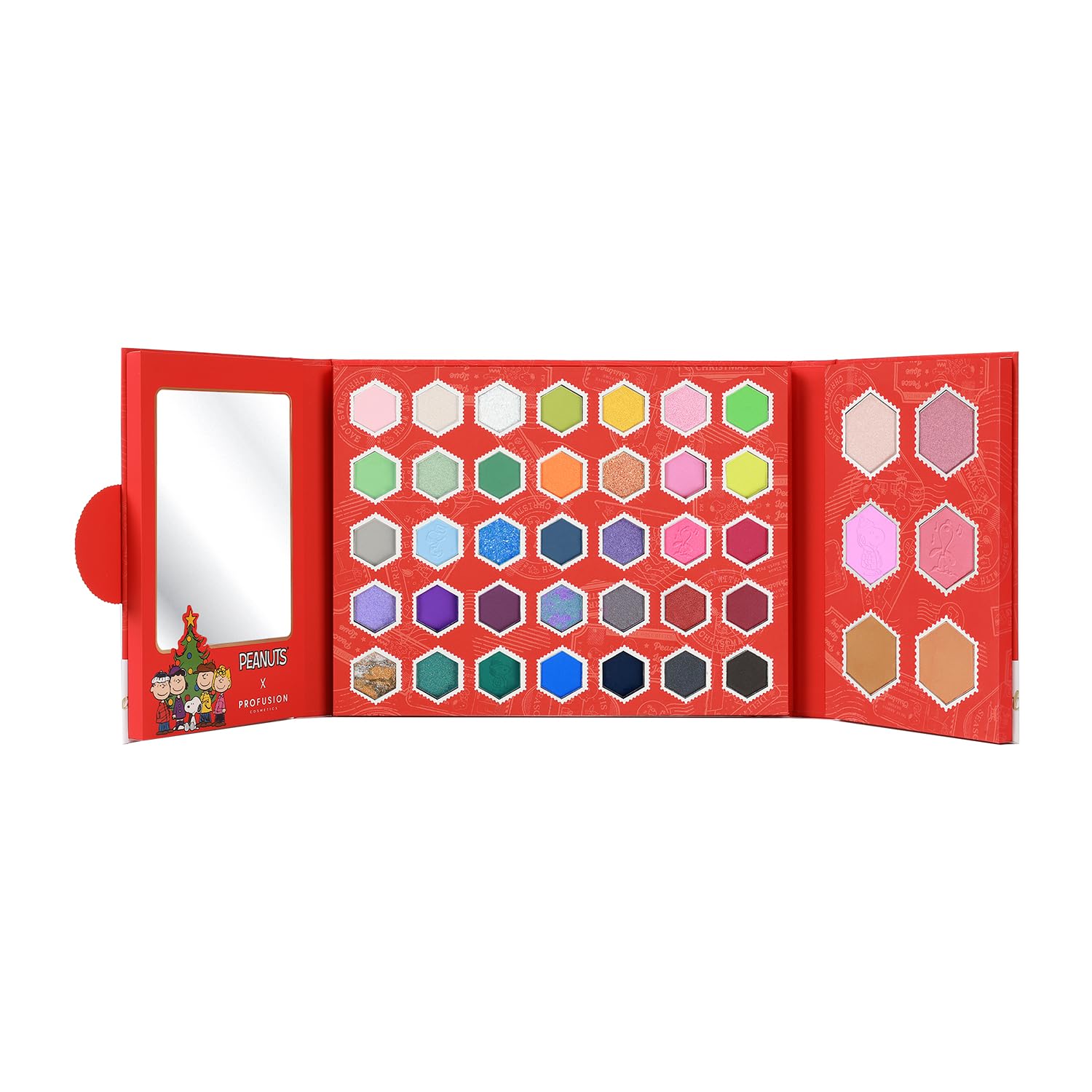 Profusion Cosmetics Peanuts Snoopy's Starlit Holiday 41 Shade Face and Eye Palette, Vitamin E Infused, Pigmented Shades for Sparkling Festive Looks
