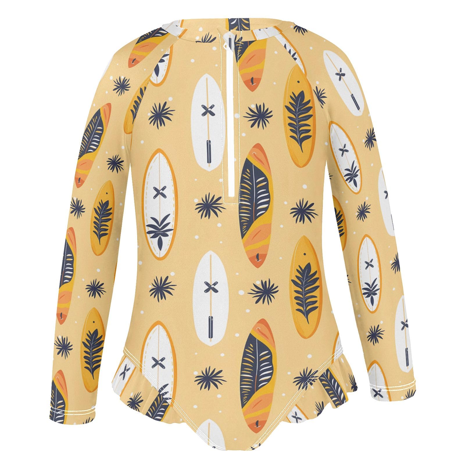 ALAZA Swimsuit for Girls Long Sleeve Rashguard Bathing Suit Surfboard Yellow Quick Dry 4T