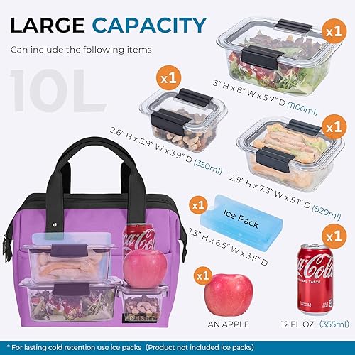 Miniatura 3 de Bolsa de almuerzo grande aislada para mujeres y hombres, a prueba de fugas, bolsa enfriadora para el trabajo, viajes, bolsas térmicas para el