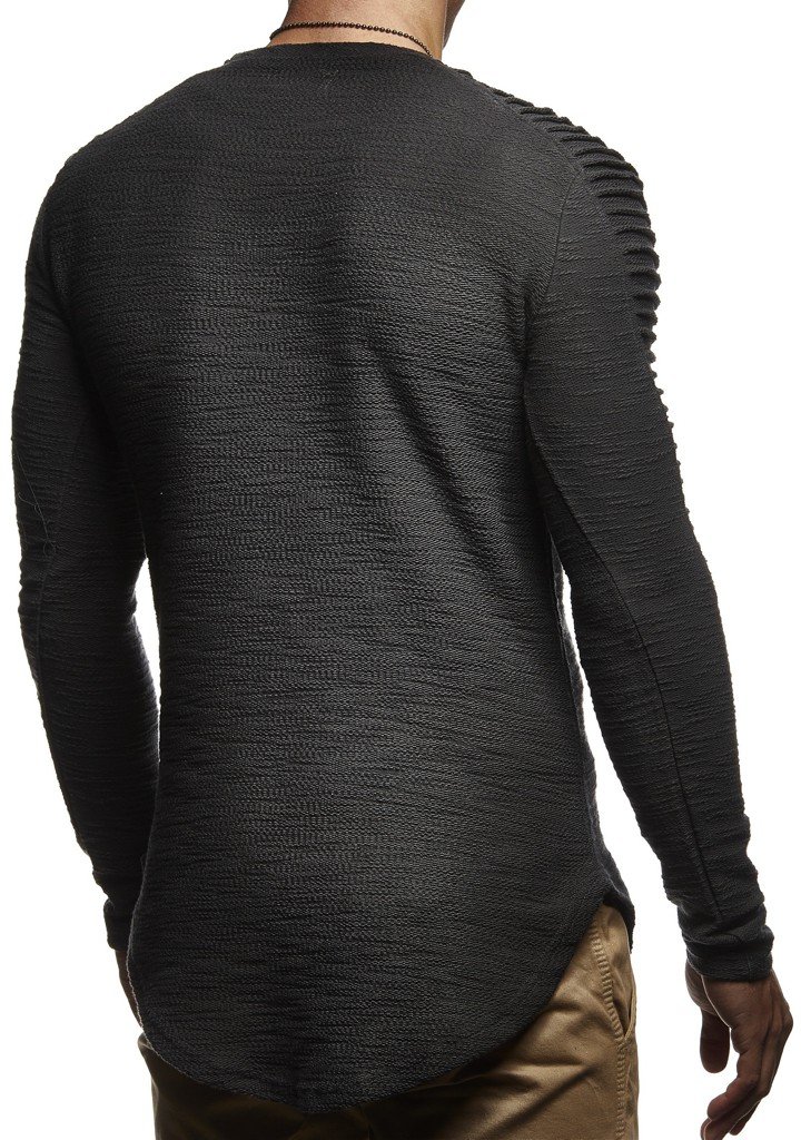 Leif Nelson Herren Pullover Rundhals-Ausschnitt Schwarzer Männer Longsleeve dünner Pulli Sweatshirt Langarmshirt Crew Neck Jungen Hoodie T-Shirt Langarm Oversize LN6326