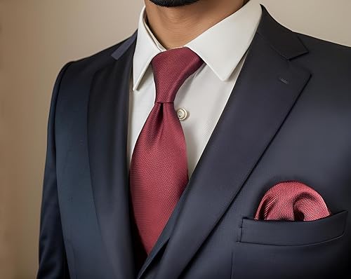 Miniatura 2 de SHLAX  WING Color sólido rojo burdeos boda seda corbatas para hombres clásicos lazos