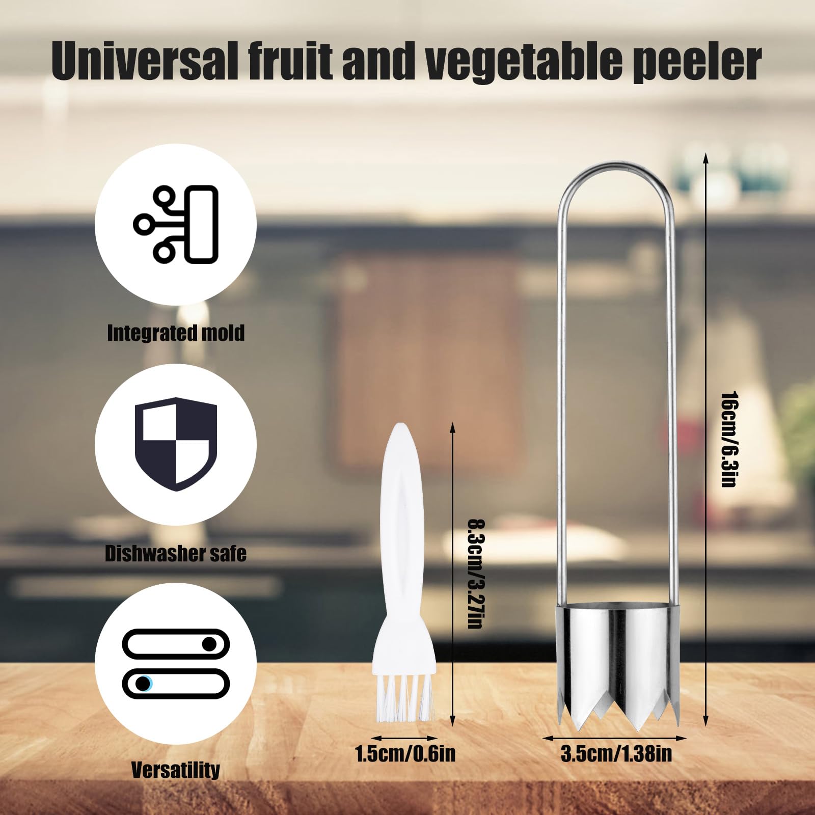 2pcs Red Bell Pepper Seed Corer & 2pcs Cleaning Brush, 2024 Upgraded Stainless Steel Apple Pineapple Remover Core Pit Tool for Fruit Vegetable Kitchen Gadgets (No Hole)