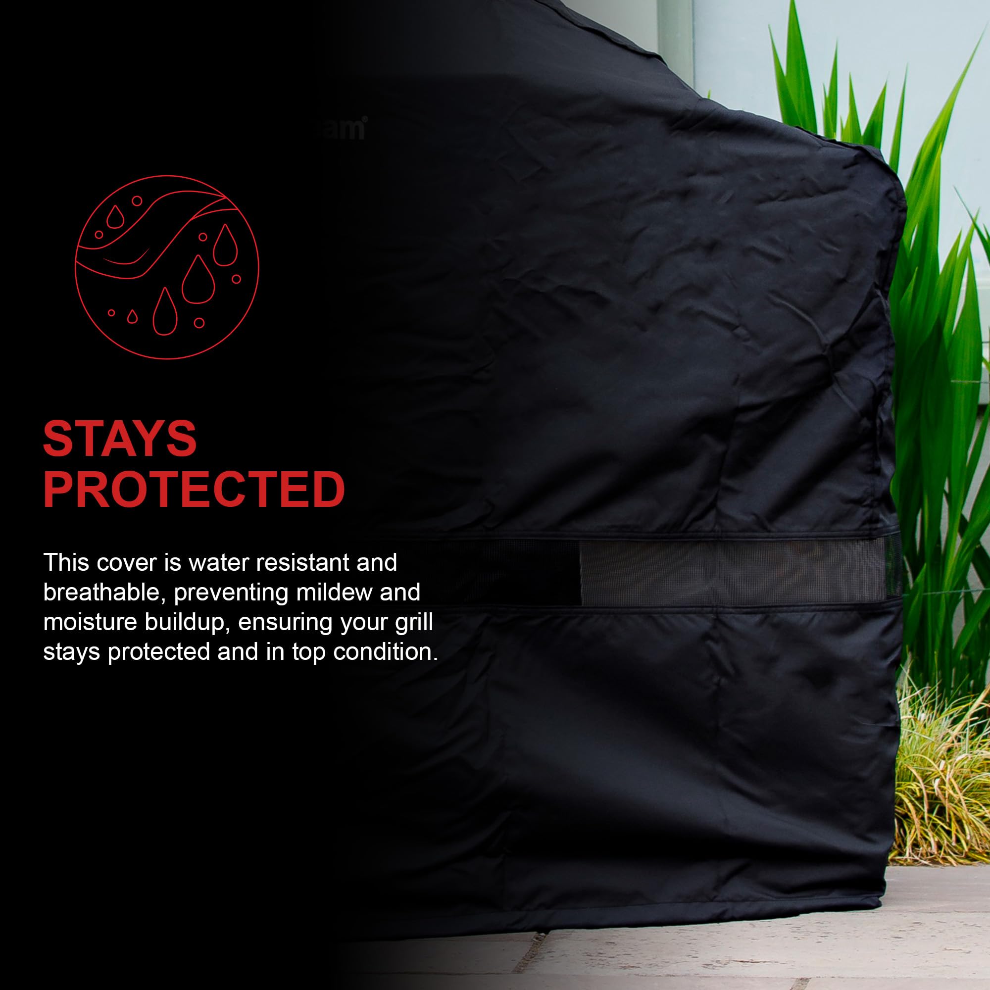 Grillstream Funda para barbacoa de 6 quemadores, resistente a los rayos UV y al agua, material transpirable y duradero con hebillas seguras