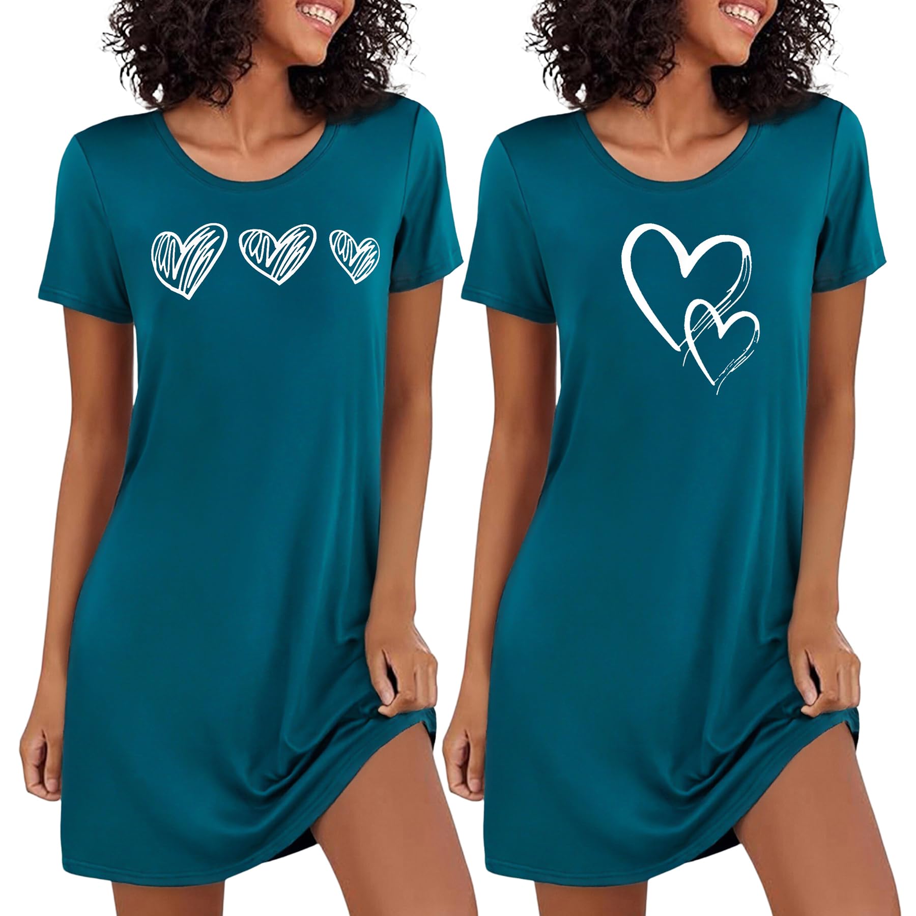 Marvmys Camicia da Notte Donna Estiva Manica Corta con Stampa Due Pezzi
