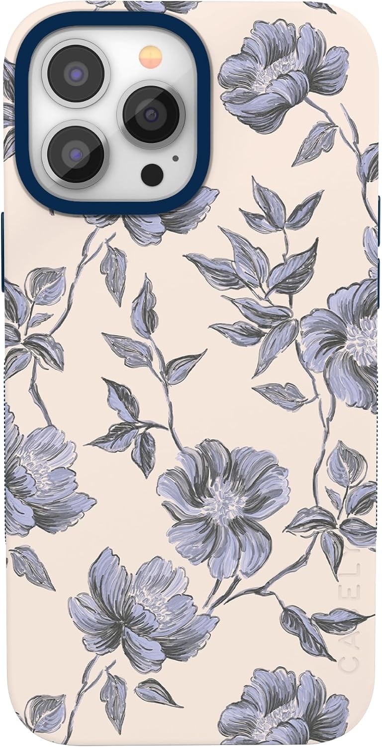 Casely iPhone 13 Pro Case | Ink & Iris | Vintage Floral | Bold Protective Design | Compatible with MagSafe
