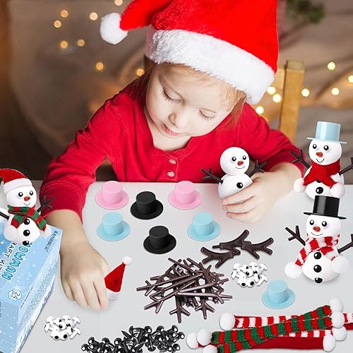 Miniatura 6 de BANBBUR Paquete de 24 rellenos de calcetines para niños, manualidades de Navidad para niños a granel, kit de construcción de muñeco de nieve,