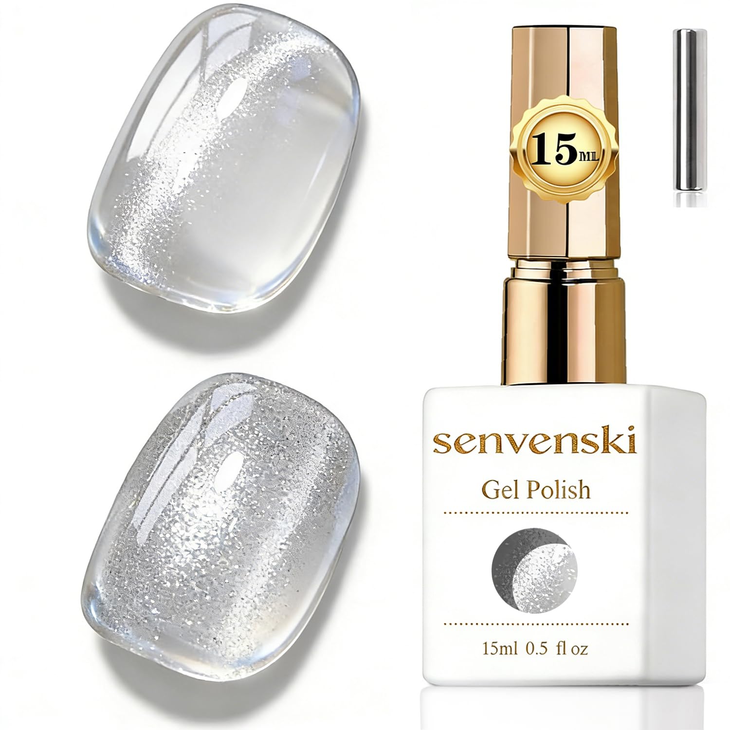 Senvenski Gelee Glas Cat Eye Gel Nagellack mit Magnet 15ML Magnetisch 3D Galaxie Holographisch Reflektierend Glitzernd Durchsichtig Farbe Gellack Salon Home DIY