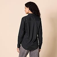 Vista 2 de Yaxa Essentials - Camisa de popelina para mujer, de manga larga, con botones y ajuste regular