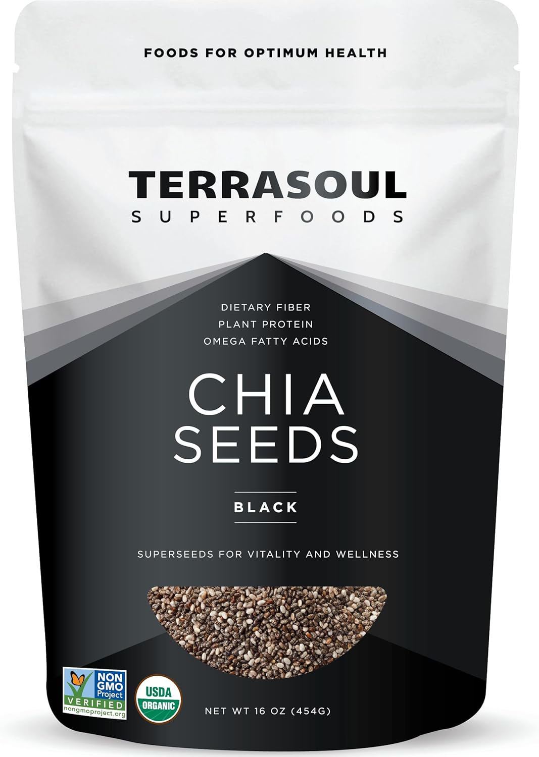 Terrasoul Superfoods Organic Black Chia Seeds 16 oz - Omega-3 Rich Superfood for Heart Health, Digestion & Energy Boost
