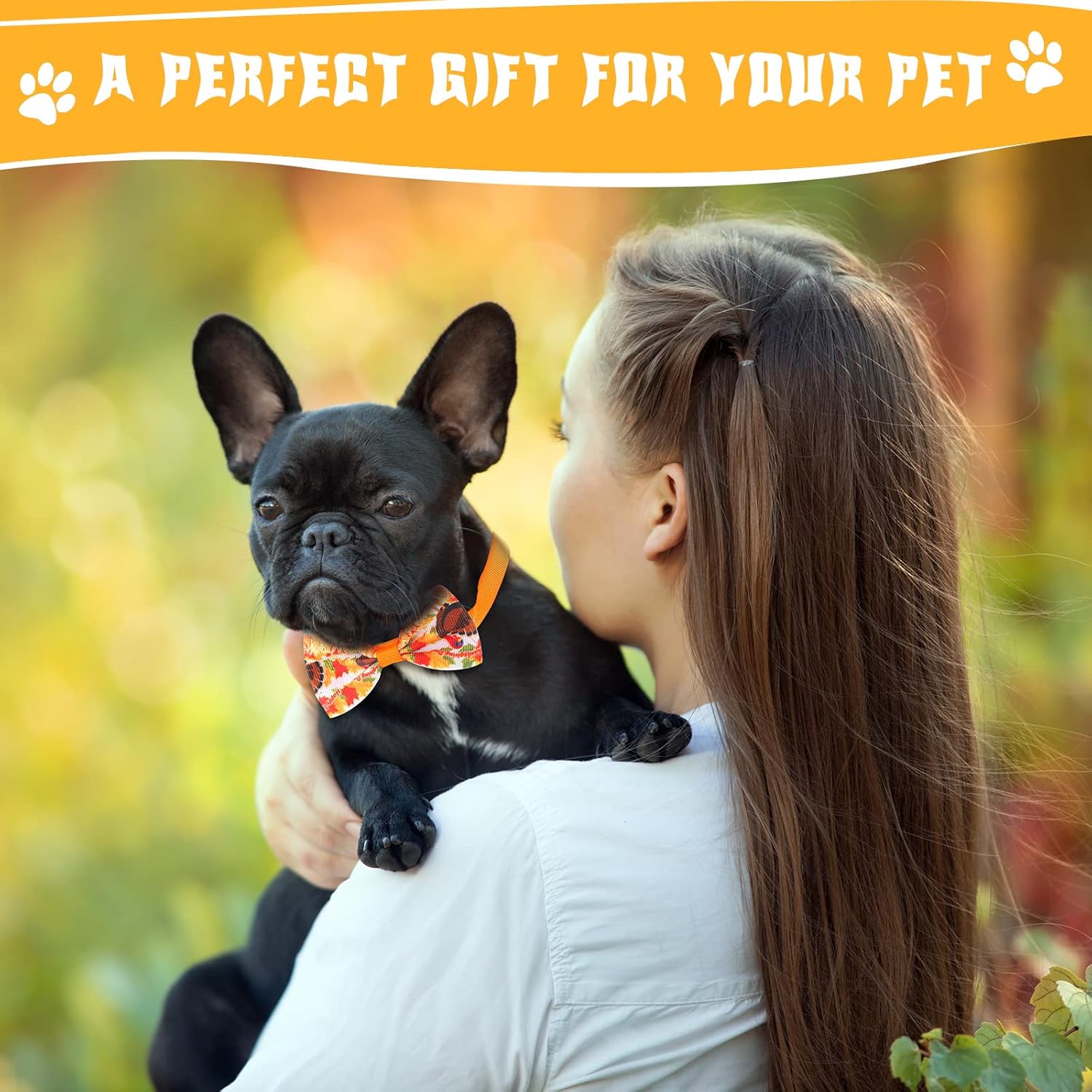 Reginary 100 Pieces Thanksgiving Dog Bow Tie Collar Set with 50 Bow Tie and 50 Necktie Thanksgiving Fall Halloween Themed Pet Decoration for Small Medium Pet Cat Supply