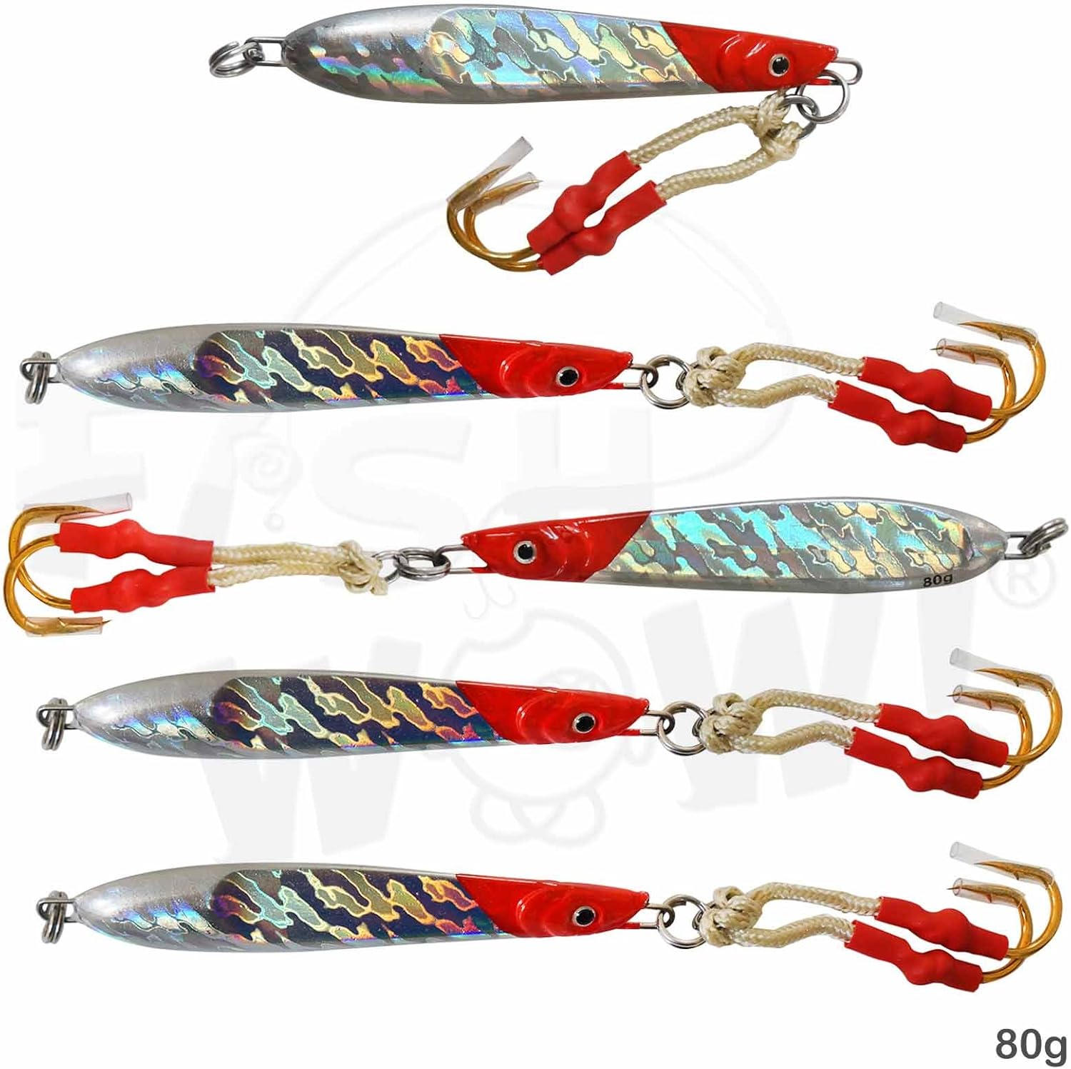 5pcs Fish WOW! 80g Vertical Knife jig 2.75g Fishing