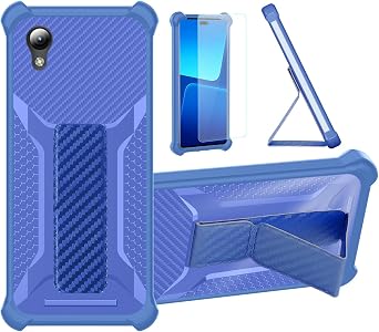 Case Compatible for Q-Link Wireless Monarch Z5 Phone Case Stand Cover [with 1* TempeBlue Glass Screen Protector] Hybrid Case [Folding Support Magnetic] [Frosted Anti-Fingerprint] ZJBB-Blue
