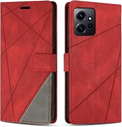 Case for Xiaomi Redmi Note 12 4G, Protective PU Leather Wallet Book Case Cover for Xiaomi Redmi Note 12 4G, Card Slots, Stand Function, Red