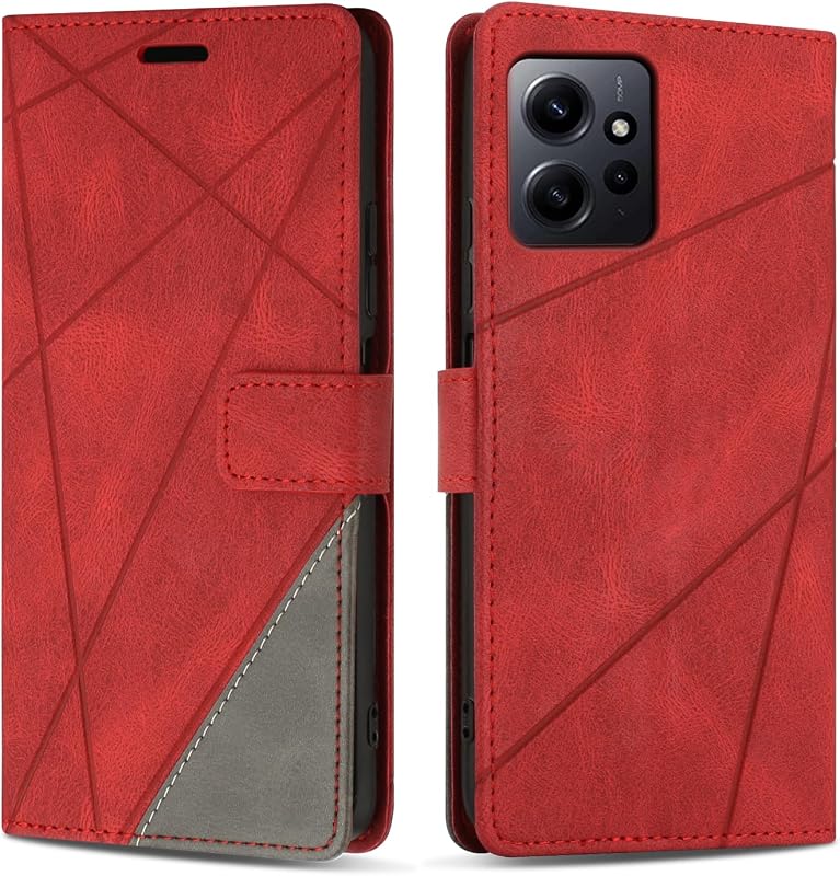 Case for Xiaomi Redmi Note 12 4G, Protective PU Leather Wallet Book Case Cover for Xiaomi Redmi Note 12 4G, Card Slots, Stand Function, Red