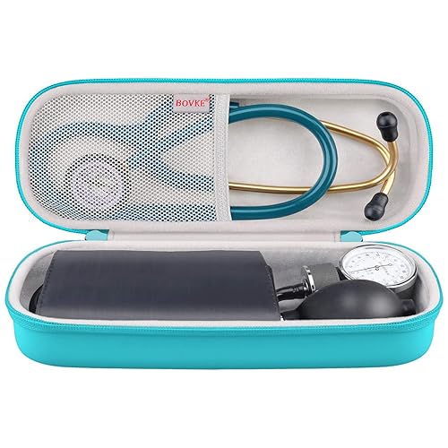 Vista 48 de BOVKE - Funda de transporte para estetoscopio Littmann Classic III 3M, espacio adicional para martillo Taylor Percussion Reflex y linterna LED Negro
