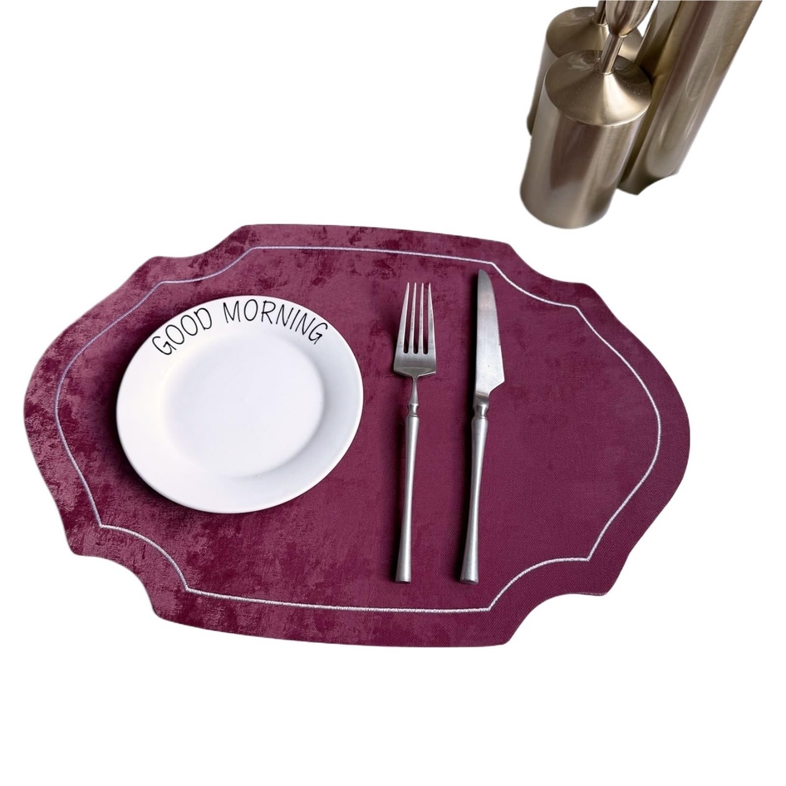 Placemats 2pc Leather Placemat Double-sided Oval Imitation Velvet Insulation Anti Slip Heat Pad Table Place Mat(Color1)
