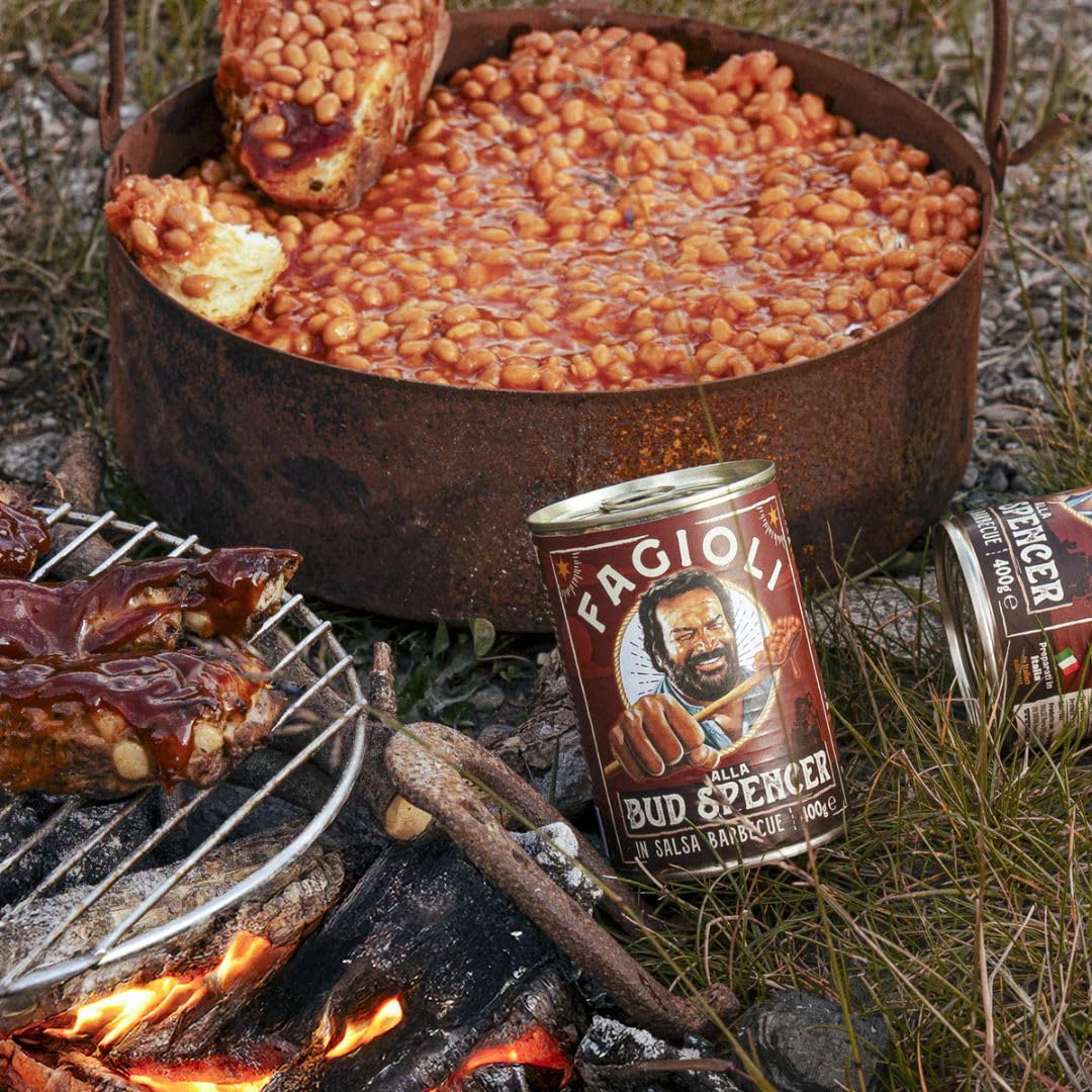MIX Fagioli BUD SPENCER - 2 Barattoli Fagioli Pinto Ricetta originale + 2 Barattoli Fagioli Neri Tex-Mex + 2 Barattoli di Fagioli salsa Barbecue, Barattoli da 400gr - PRODOTTO ORIGINALE BUD POWER