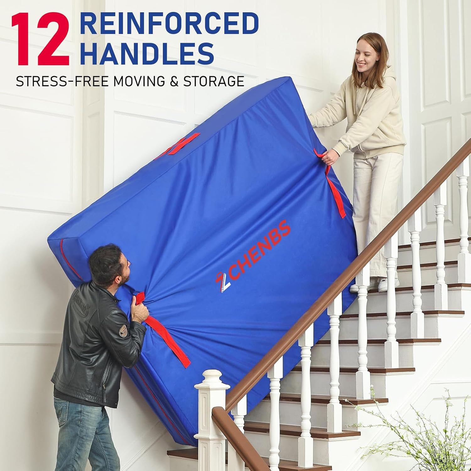 twin mattress bags for moving, mattress storage bag with 12 reinforced handles & strong zipper, heavy-duty waterproof mattress cover bed protector, reusable moving supplies, blue blue twin