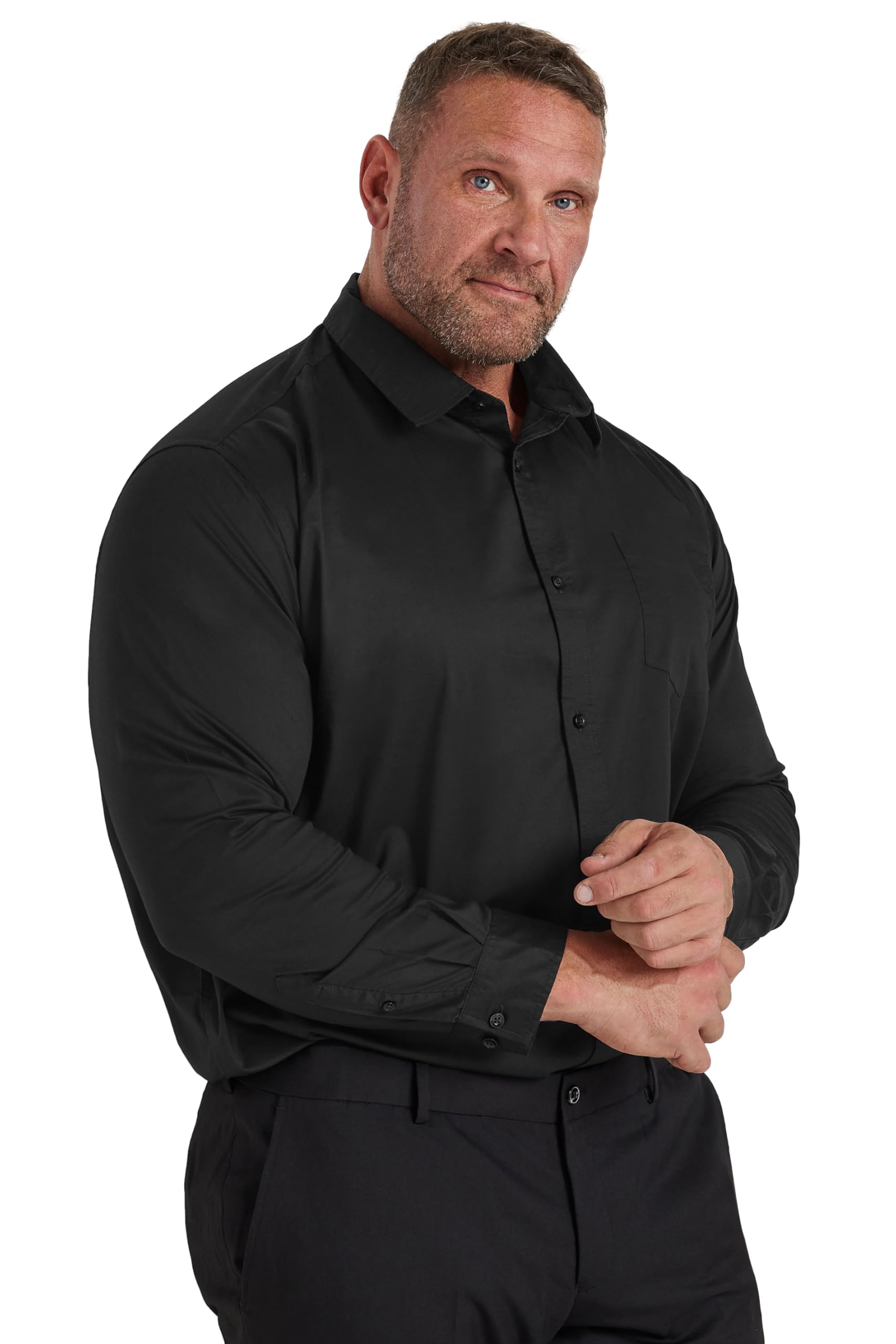 BadRhino Big & Tall Stretch Long Sleeve Shirt - Men's - Plus Size Curve Black