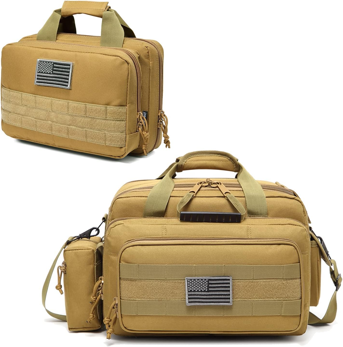 DBTAC Range Bag Medium for 2~4 Pistol (Tan) + Soft Handgun Case XS for 1~2 Pistol (Tan), Lockable Zipper, Durable Material, Compact Design
