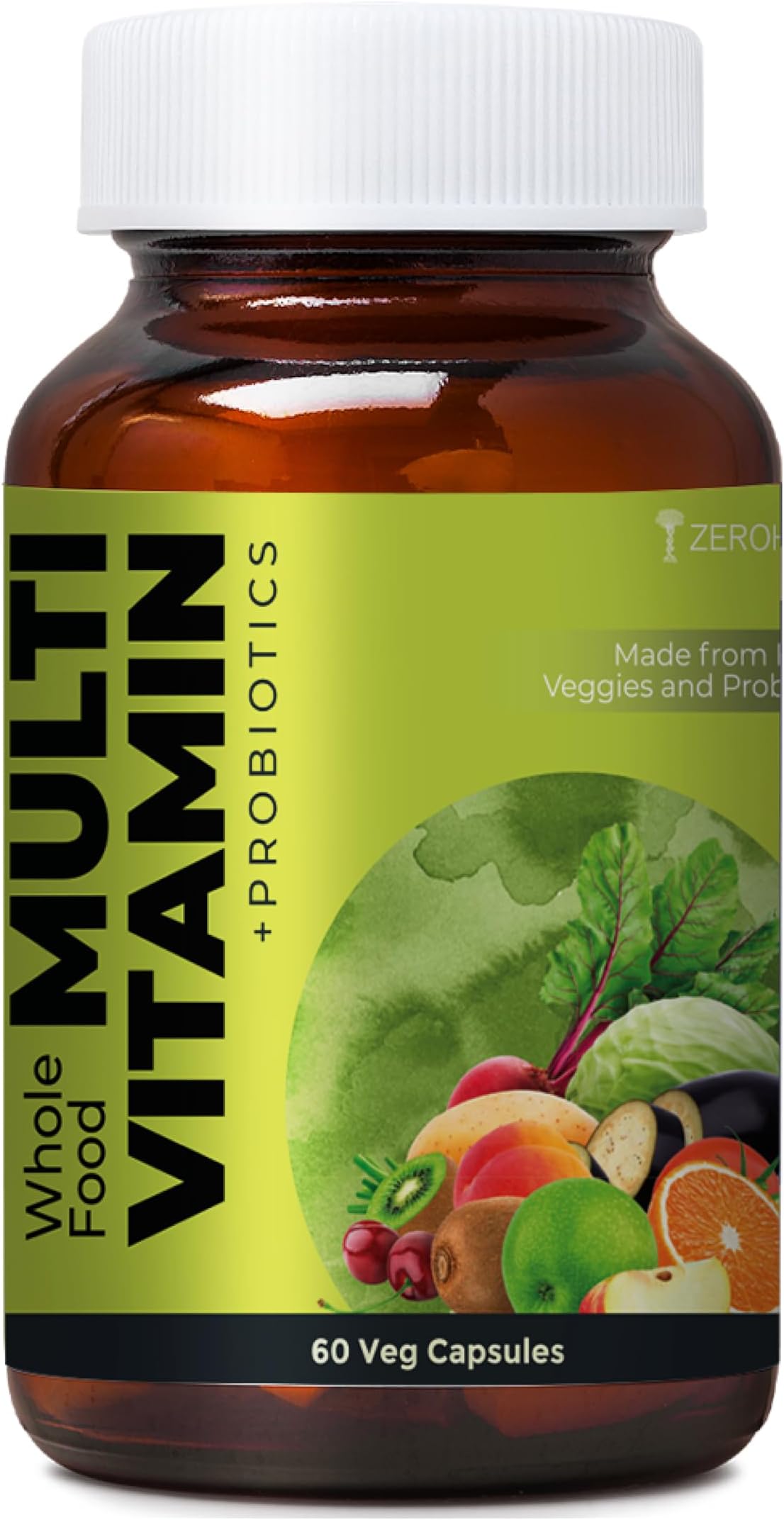 Multivitamin + Probiotics for Men & Women - Plant-Based Daily Supplement with 25 Probiotic Strains - Boosts Immunity, Energy & Digestion - Whole Food Vitamins & Minerals - 60 Veg Capsules