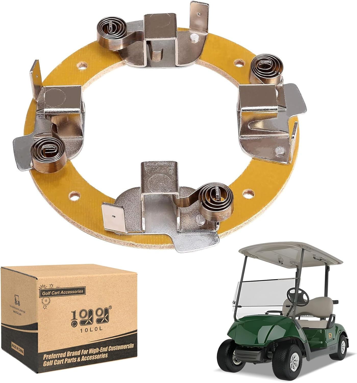 10L0L Motor Brushes Holder Plate with Springs Fits Yamaha G29 Golf Cart with DM430-06 Hitachi Motor Replaces Parts JU2-H1840-20-00, JU2-H1801-20-00