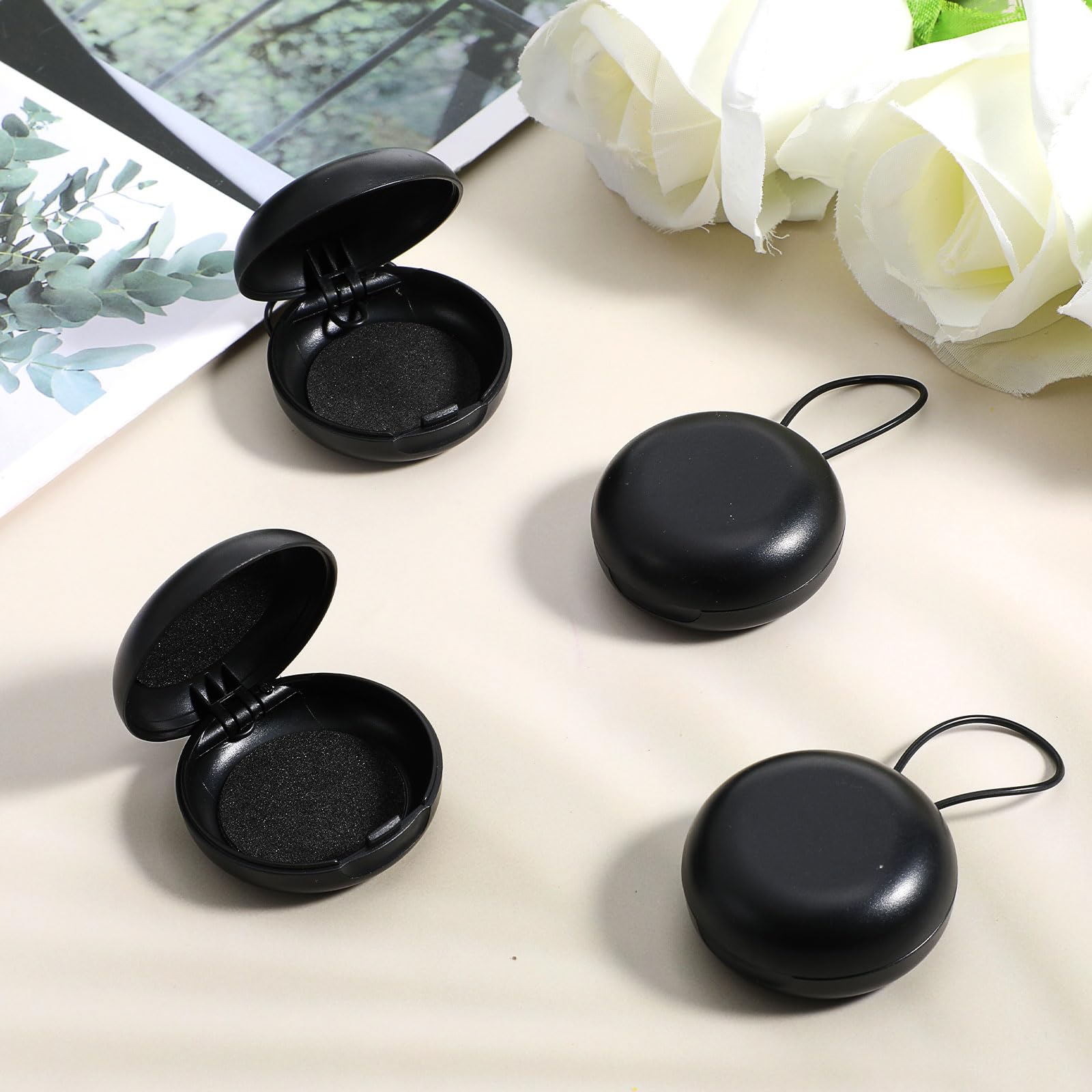 4 fundas de transporte para tapones para los oídos, mini estuche portátil para tapones para los oídos, mini estuche de almacenamiento para tapones para los oídos, redondo, potable, soporte para
