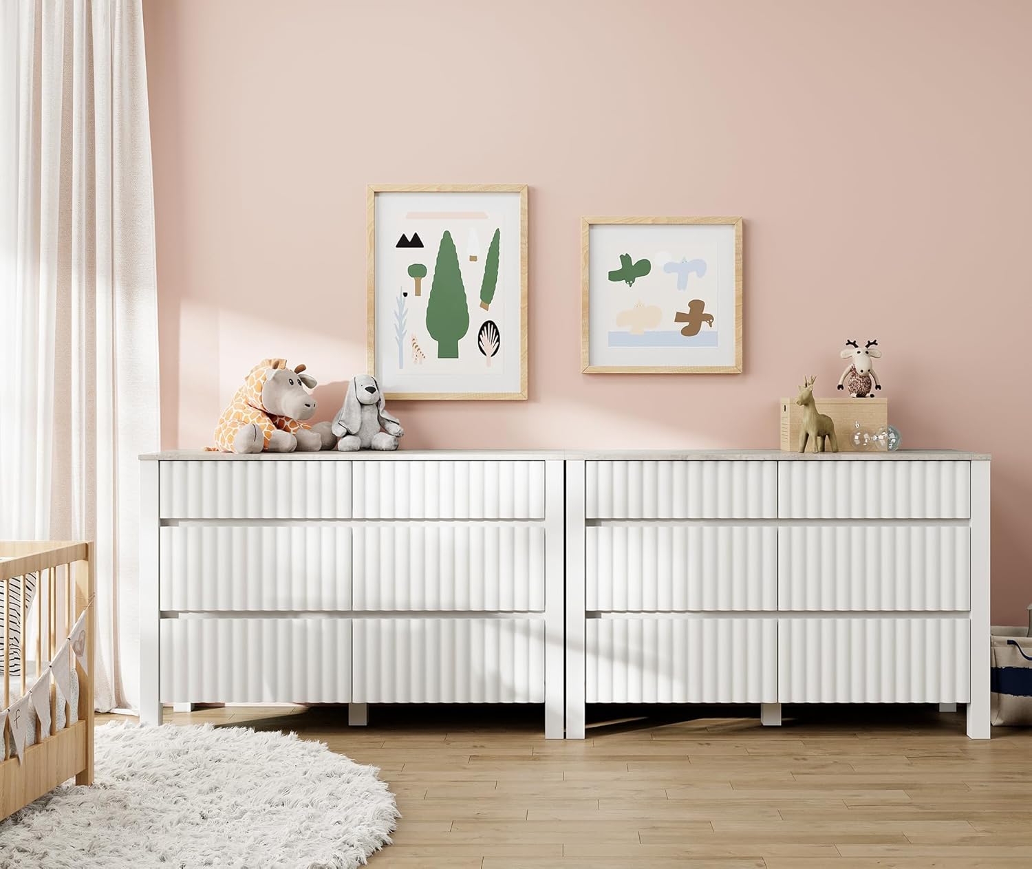 WAMPAT 12 Drawers Kids Dresser Chest for Bedroom, Modern Wood Kids Nursery Dresser Closet Storage Organizer Cabinet with Wide Drawers for Kids Room, Living Room, Nursery