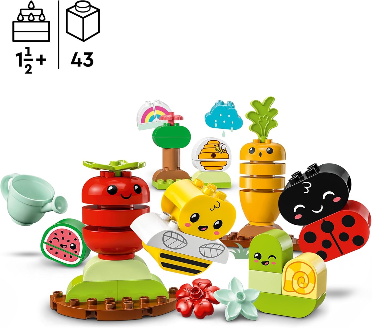 LEGO DUPLO My First Biotuintje, Educational Toy for Children from 1.5 Years Old, Ladybug, Bee and Vegetables and Fruit Accessories, Gift for Girls and Boys 10984