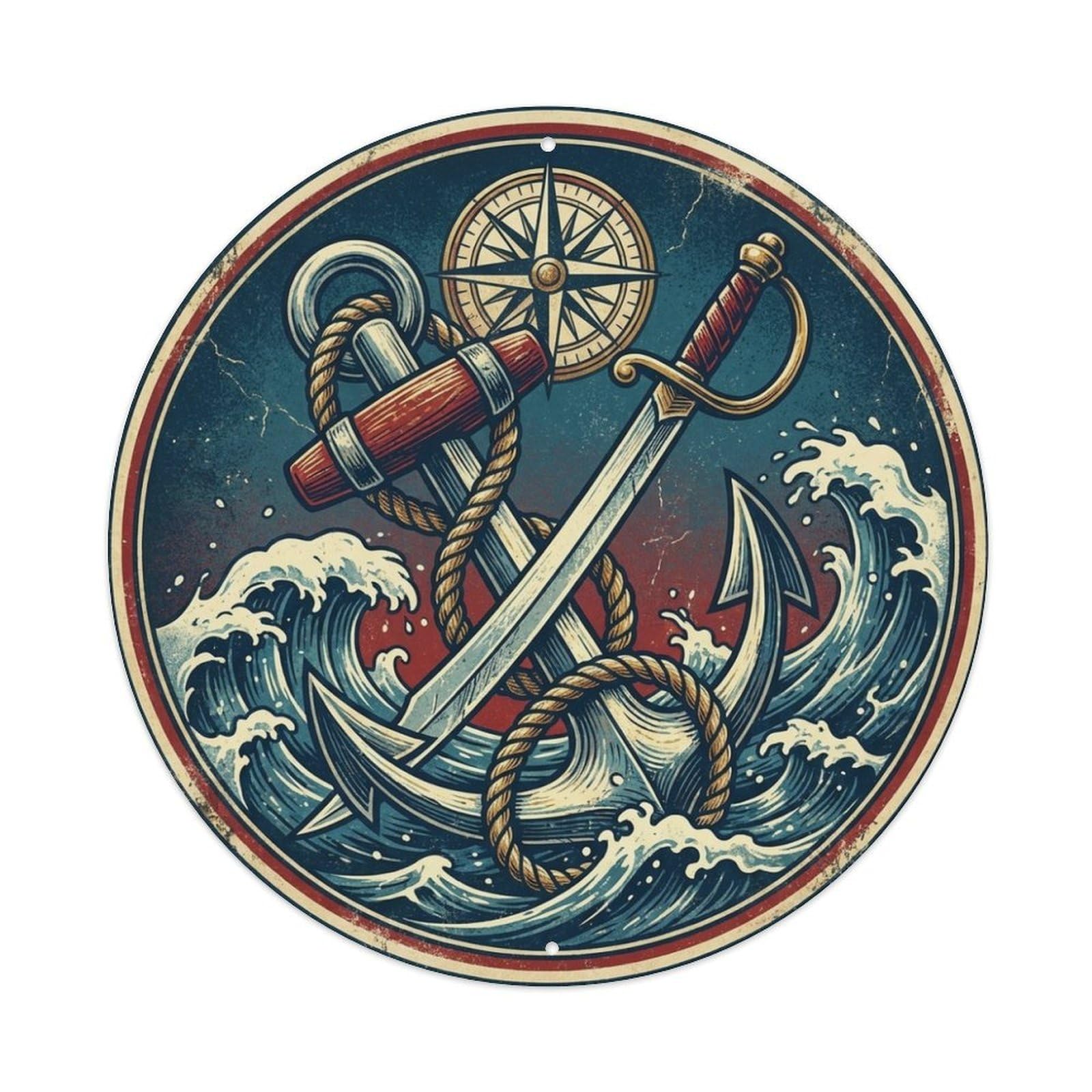 Cutlass Anchor Rope Pirate Arsenal Jolly Roger Metal Tin Sign